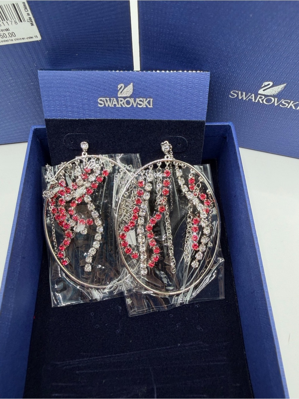 Swarovski Tropical Pink and Clear Crystal Pierced Earrings - Picture 6 of 16
